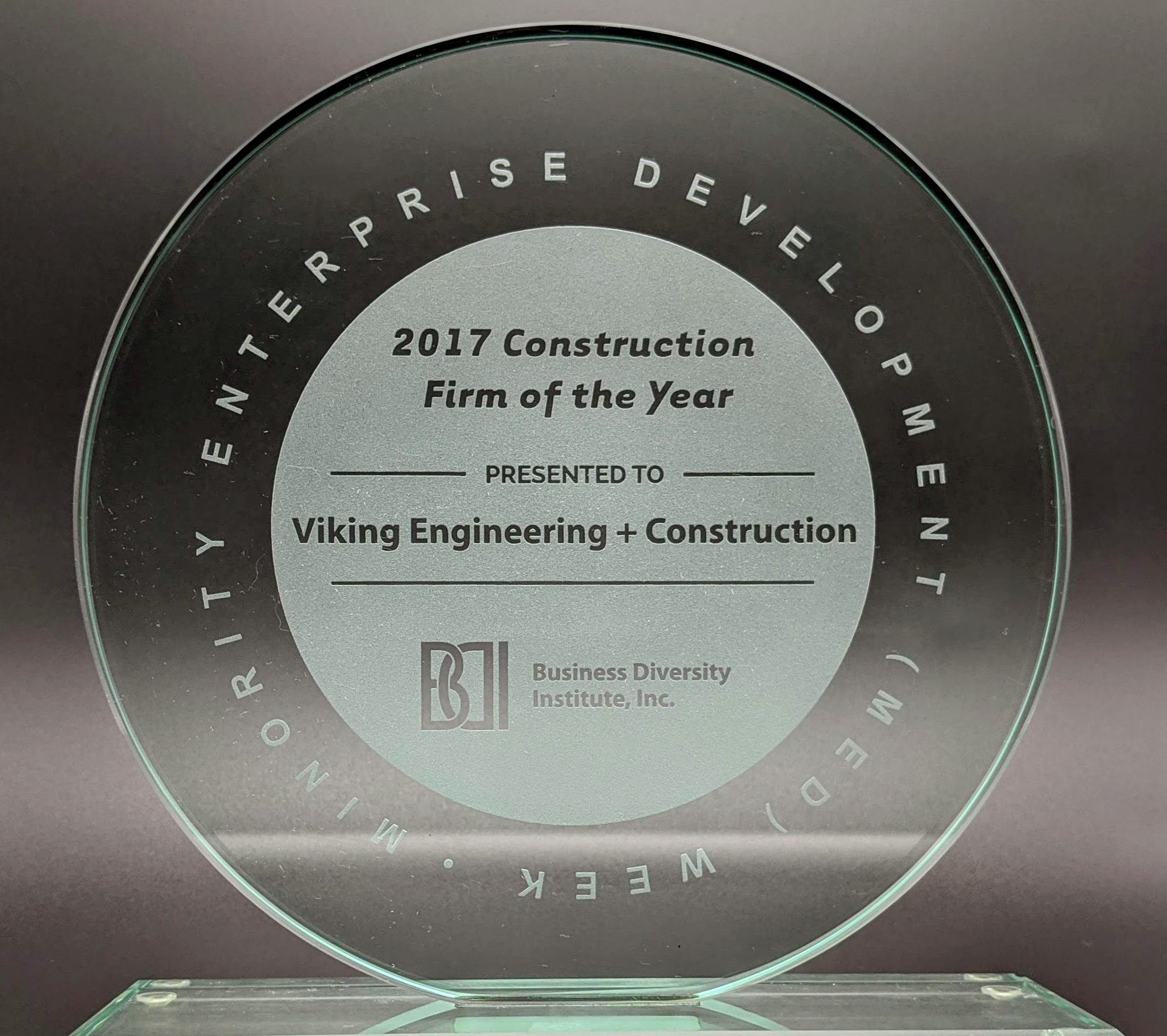 VEC 2017 BDI Construction Firm of the Year Award Photo